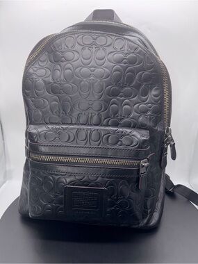 Coach Embossed Signature Leather Backpack Black